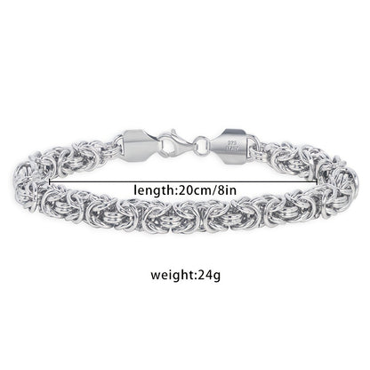 925 Silver High-quality And Fashionable Byzantine Bracelet, Jewelry For, Hip-hop Trend Items, Perfect Father'S Day Gift, Free Exquisite Gift Box
